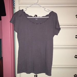 purple short sleeve blouse